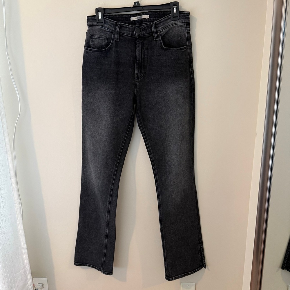 Hudson Jeans‎ Barbara Black Wash Flare Leg Cropped Denim Size 29